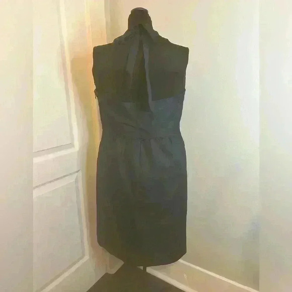 J Crew Womens 8 Lined Navy Halter Dress Madeleine Cotton Cady Pockets Side Zip - Picture 3 of 12